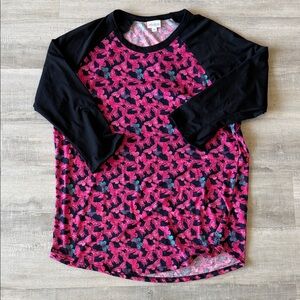 LuLaRoe Kids Pink and Black Long Sleeve Tee
